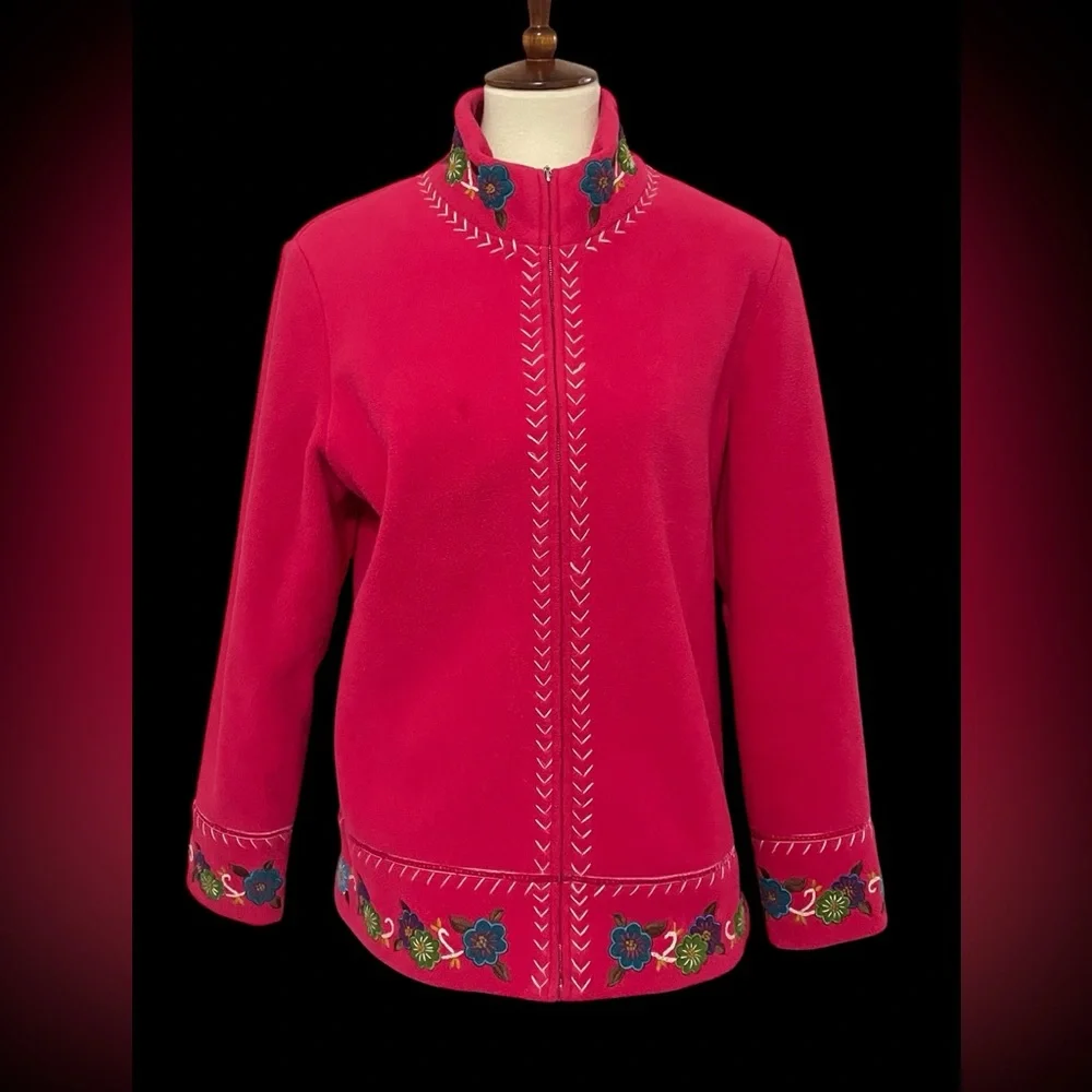 Susan‎ Graver Fuchsia Embroidered Jacket * Size Medium